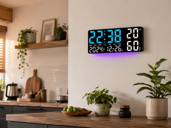 Часы настенные GH9002 / Цифровые настенные, настольные LED-часы / Часы + календарь, температура, влажность