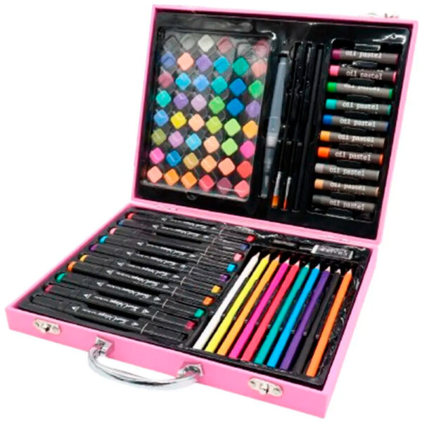 Набор для рисования 85 предметов в чемодане, ART-0340, Розовый / Набор детский для рисования / Детский набор для творчества
