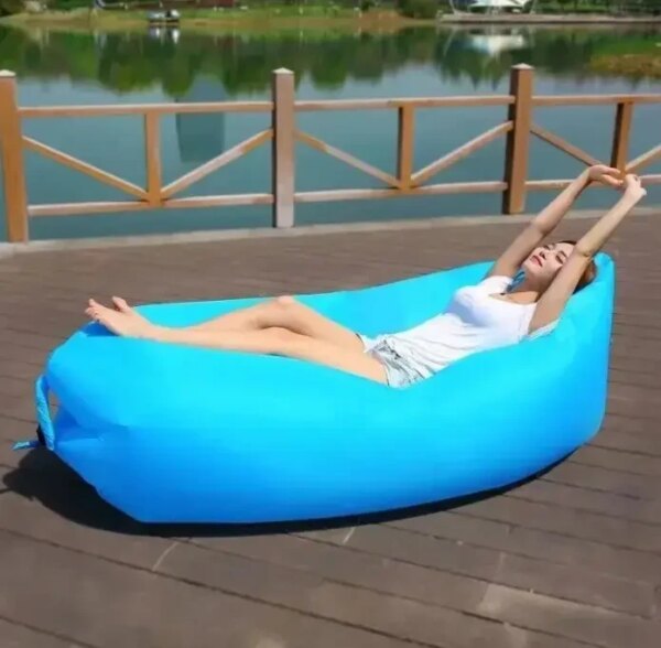 Надувной диван-шезлонг ламзак Supretto Air Sofa 1,90 м, до 100 кг, без насоса, синий