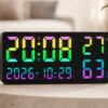 Часы GH0750 RGB настенные, настольные / часы с пультом на USB / Часы календарь, будильник, t°, влажность