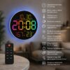 Часы настенные 6695R / Настенные часы круглые RGB с пультом / Календарь, температура, влажность