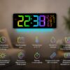 Настенные часы 6669R / Электронные LED-часы / RGB часы с пультом