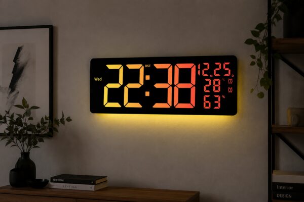 Настенные часы 6669R / Электронные LED-часы / RGB часы с пультом