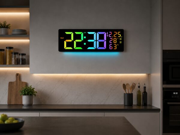 Настенные часы 6669R / Электронные LED-часы / RGB часы с пультом