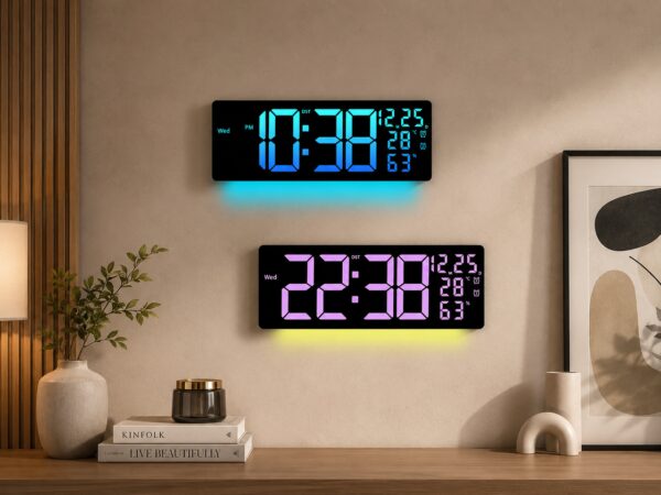 Настенные часы 6669R / Электронные LED-часы / RGB часы с пультом