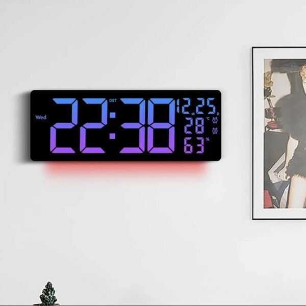 Настенные часы 6669R / Электронные LED-часы / RGB часы с пультом