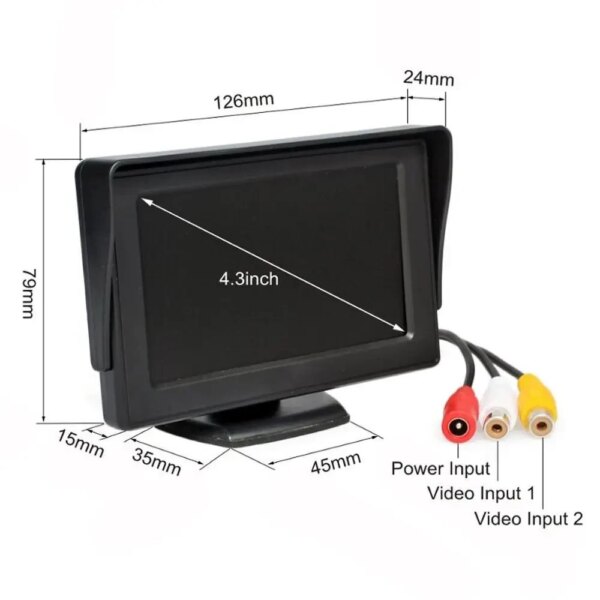 Цветной монитор для камеры заднего вида 4,3” LCD43, Черный / Дисплей для камер автомобиля