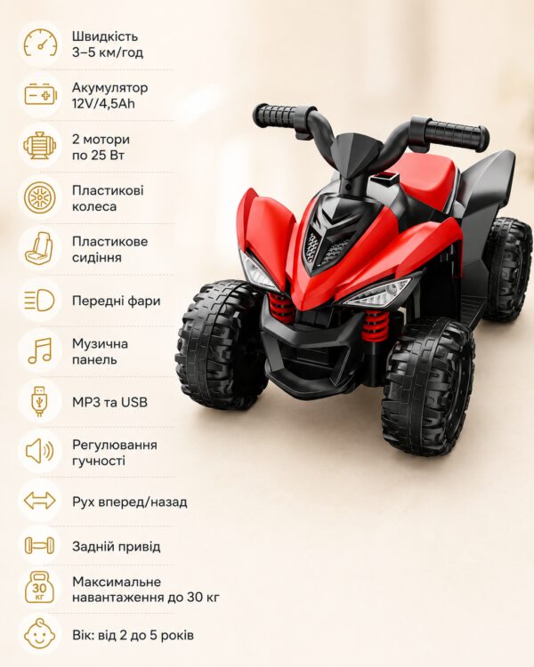 Детский электро-квадроцикл 202 / Квадроцикл аккумуляторный музыкальный