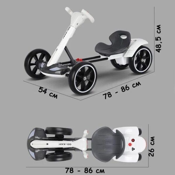 Детский складной электромобиль Go-Kart с аккумулятором и пультом электрокар Белый