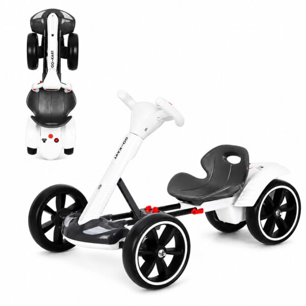 Детский складной электромобиль Go-Kart с аккумулятором и пультом электрокар Белый