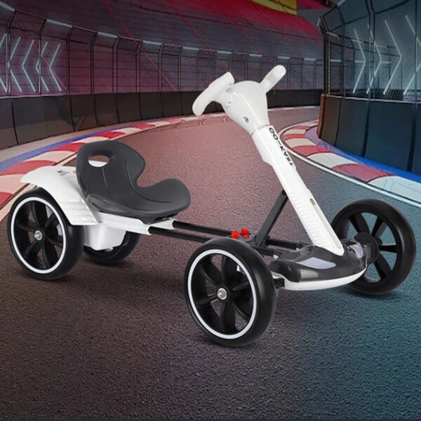 Детский складной электромобиль Go-Kart с аккумулятором и пультом электрокар Белый
