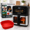 Аэрогриль Rainberg RB 2342 4800W аэрофритюрница безмасляная для приготовления без масла с 2 Тенами 12,5 л и сенсорным управлением