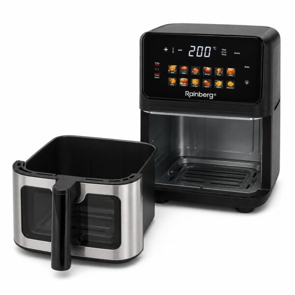 Аэрогриль Rainberg RB 2342 4800W аэрофритюрница безмасляная для приготовления без масла с 2 Тенами 12,5 л и сенсорным управлением