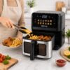 Аэрогриль Rainberg RB 2342 4800W аэрофритюрница безмасляная для приготовления без масла с 2 Тенами 12,5 л и сенсорным управлением