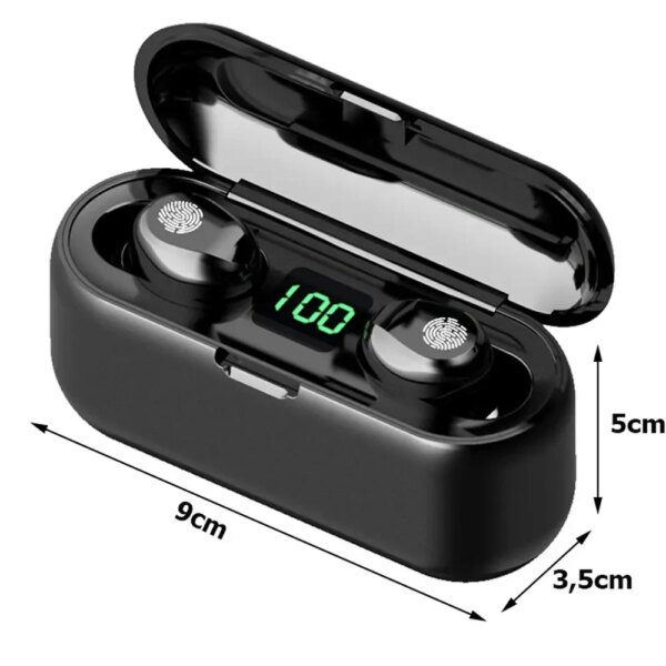 Беспроводные Bluetooth наушники F9, Черные / Сенсорные наушники с зарядным кейсом / Вакуумные блютуз наушники