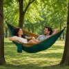 Туристический гамак двухместный, 270х140 см до 200 кг, Зеленый / Подвесной гамак для кемпинга / Нейлоновый гамак с карабинами