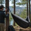 Туристический гамак двухместный, 270х140 см до 200 кг, Черный / Подвесной гамак для кемпинга / Нейлоновый гамак с карабинами