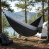 Туристический гамак двухместный, 270х140 см до 200 кг, Черный / Подвесной гамак для кемпинга / Нейлоновый гамак с карабинами