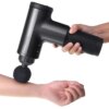 Портативный массажер для тела и 4 насадки, от USB, Fascial Gun KH-320, Черный / Ручной мышечный вибромассажер