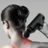 Портативный массажер для тела и 4 насадки, от USB, Fascial Gun KH-320, Черный / Ручной мышечный вибромассажер