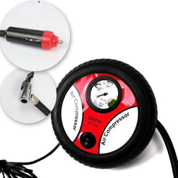Компрессор автомобильный в форме колеса 12V, 260 PSI / Автокомпрессор для быстрой подкачки колес