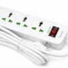 Сетевой фильтр-удлинитель AN WL-5 на 3 универсальные розетки и 3 USB-порта с кнопкой включения, белый