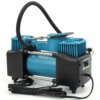 Автомобильный компрессор AD 636060 2-поршневой 12V с набором инструментов для ремонта шин в кейсе, зелёный