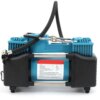 Автомобильный компрессор AD 636060 2-поршневой 12V с набором инструментов для ремонта шин в кейсе, зелёный