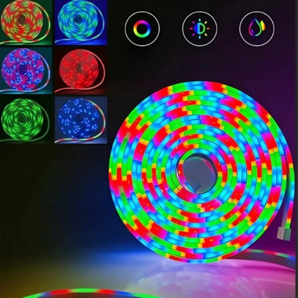 Умная неоновая лента от USB, 10 м, пульт + Bluetooth, Rgb / RGB лента / Гибкий неон / Лента светодиодная