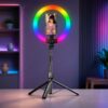 Селфи-палка с кольцевой RGB LED-лампой и функцией AI-авто-отслеживания / Штатив P100 с Bluetooth 5.2 Type-C
