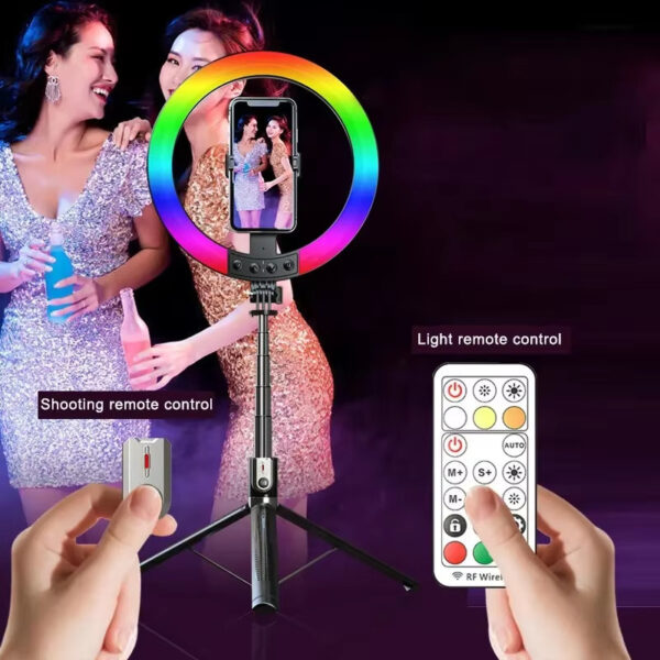 Селфи-палка с кольцевой RGB LED-лампой и функцией AI-авто-отслеживания / Штатив P100 с Bluetooth 5.2 Type-C