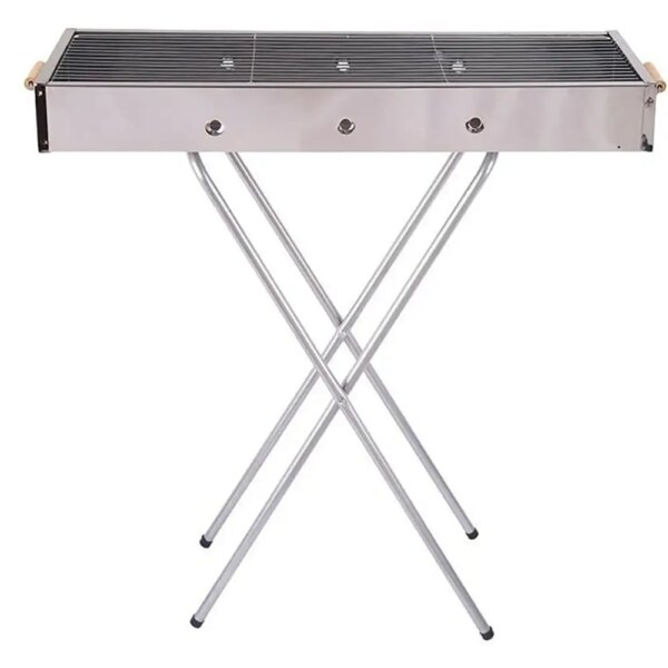 Переносной мангал с решеткой 80х78х30см, BARBECUE TRAY 770SS, Серебристый / Барбекюшница / Раскладной мангал барбекю