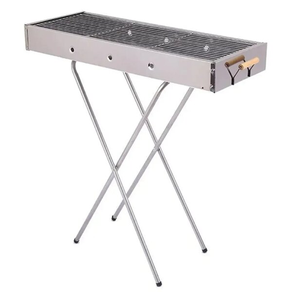 Переносной мангал с решеткой 80х78х30см, BARBECUE TRAY 770SS, Серебристый / Барбекюшница / Раскладной мангал барбекю