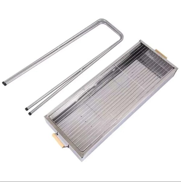 Переносной мангал с решеткой 80х78х30см, BARBECUE TRAY 770SS, Серебристый / Барбекюшница / Раскладной мангал барбекю