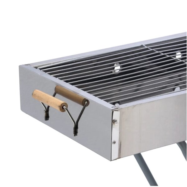 Переносной мангал с решеткой 80х78х30см, BARBECUE TRAY 770SS, Серебристый / Барбекюшница / Раскладной мангал барбекю