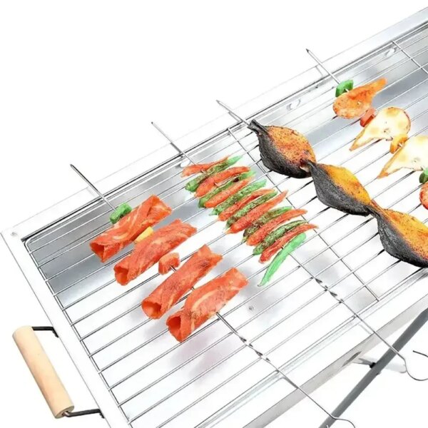 Переносной мангал с решеткой 80х78х30см, BARBECUE TRAY 770SS, Серебристый / Барбекюшница / Раскладной мангал барбекю