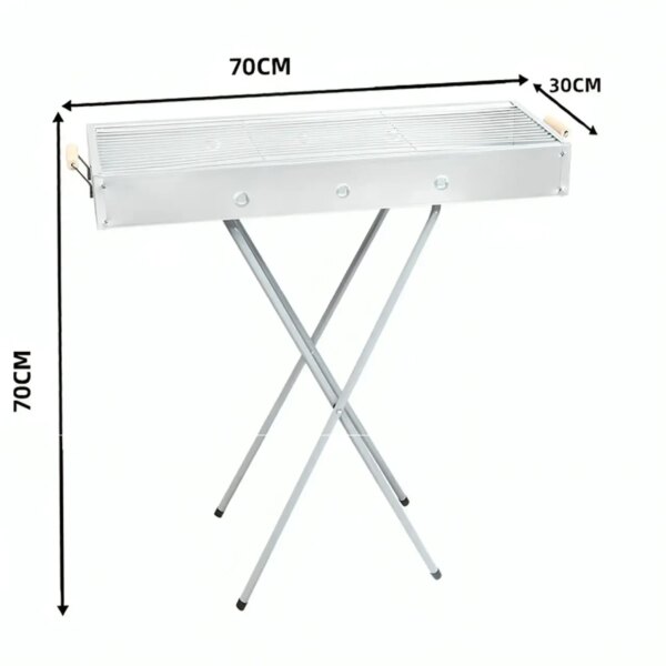 Раскладной мангал переносной 70х70х30см, BARBECUE TRAY 770T, Серебристый