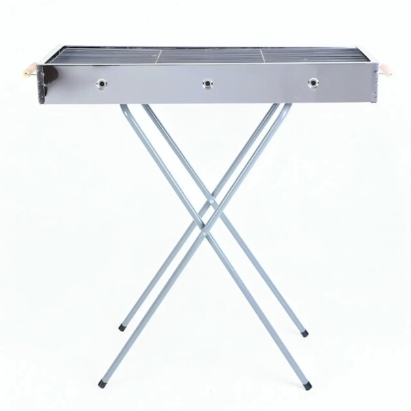 Раскладной мангал переносной 70х70х30см, BARBECUE TRAY 770T, Серебристый