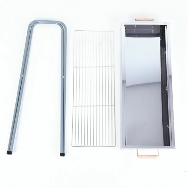 Раскладной мангал переносной 70х70х30см, BARBECUE TRAY 770T, Серебристый