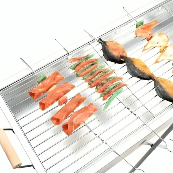 Раскладной мангал переносной 70х70х30см, BARBECUE TRAY 770T, Серебристый