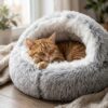 Лежанка для кошек и собак мелких пород 44 см, Серая / Кровать для кота / Спальное место для любимцев / Лежанка для собак