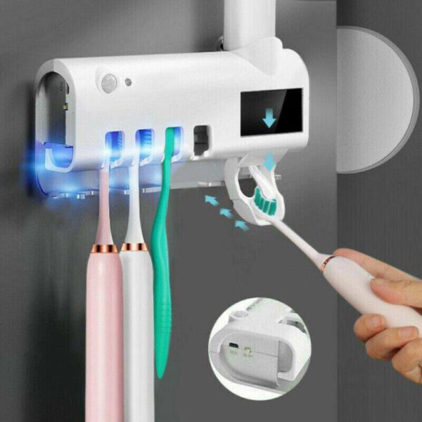 Держатель зубных щеток Brush Sterilizer, Белый / Диспенсер для зубной пасты / Уф стерилизатор