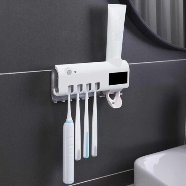 Держатель зубных щеток Brush Sterilizer, Белый / Диспенсер для зубной пасты / Уф стерилизатор