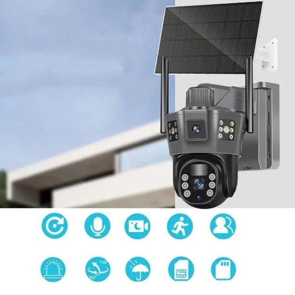 360° Уличная IP-камера TP18 4G Solar PTZ с автономным питанием и SIM-картой, 6 МП, черная