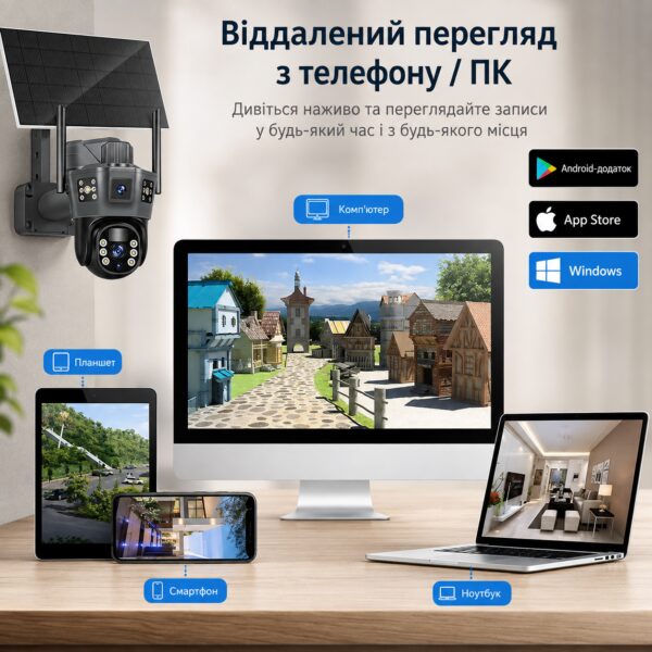 360° Уличная IP-камера TP18 4G Solar PTZ с автономным питанием и SIM-картой, 6 МП, черная