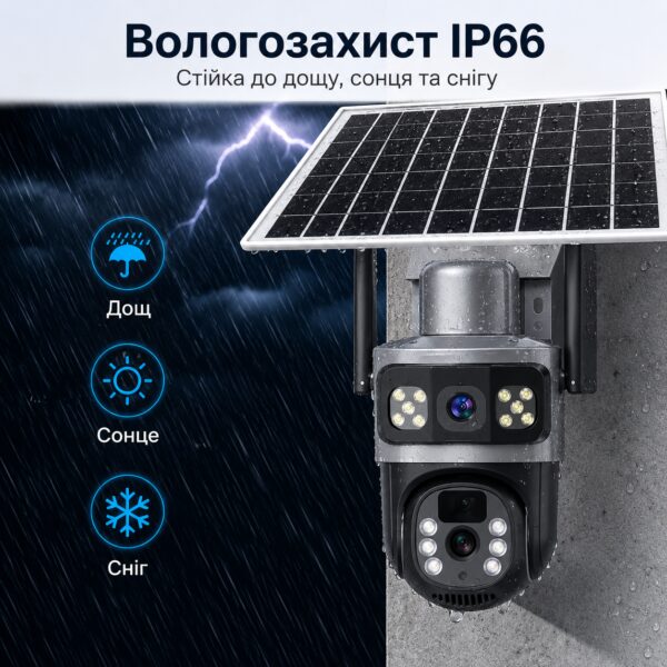 360° Уличная IP-камера TP18 4G Solar PTZ с автономным питанием и SIM-картой, 6 МП, черная