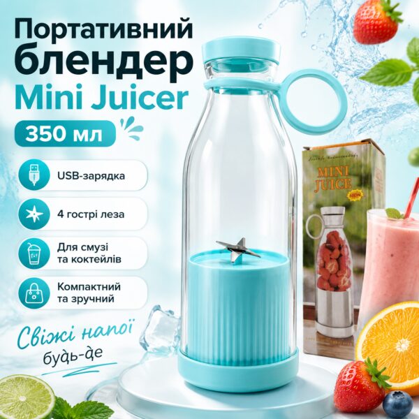 Портативный Блендер-бутылка Mini Juicer 350 мл беспроводной переносной мини измельчитель для фруктов, шейкер для смузи и коктейлей