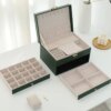 Шкатулка органайзер для украшений, 23х17х13,5 см, Зеленая XL-1319 / Шкатулка с замком / Кейс для бижутерии и часов