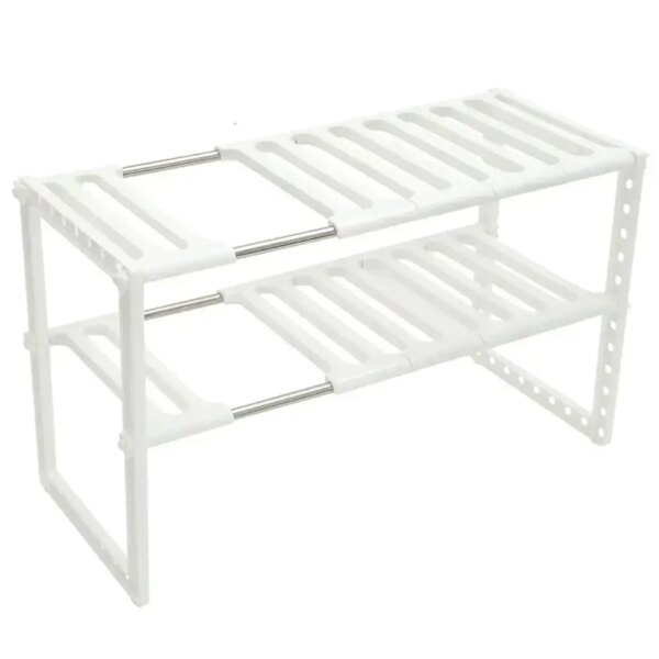 Регулируемая кухонная полка, 38-70 см, KITCHEN RACK, Белый / Раздвижной стеллаж для хранения посуды под раковину