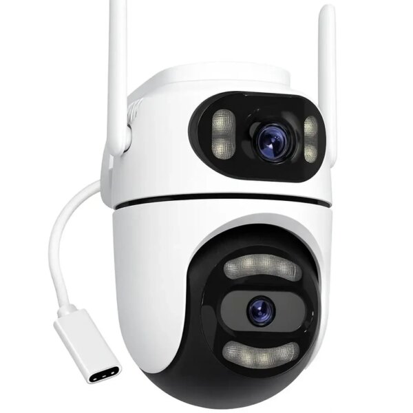 Уличная WiFi камера на 2 объектива, 8Mp (от Type-C) Q2 / Поворотная камера видеонаблюдения / WiFi камера наблюдения